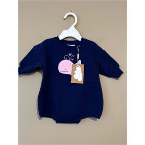 Angel Dear Bubbly Whale Pink French Terry Sweatshirt Bubble 0-3M